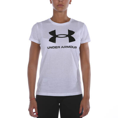 Dames-t-shirt met korte mouwen under armour sportstyle wit