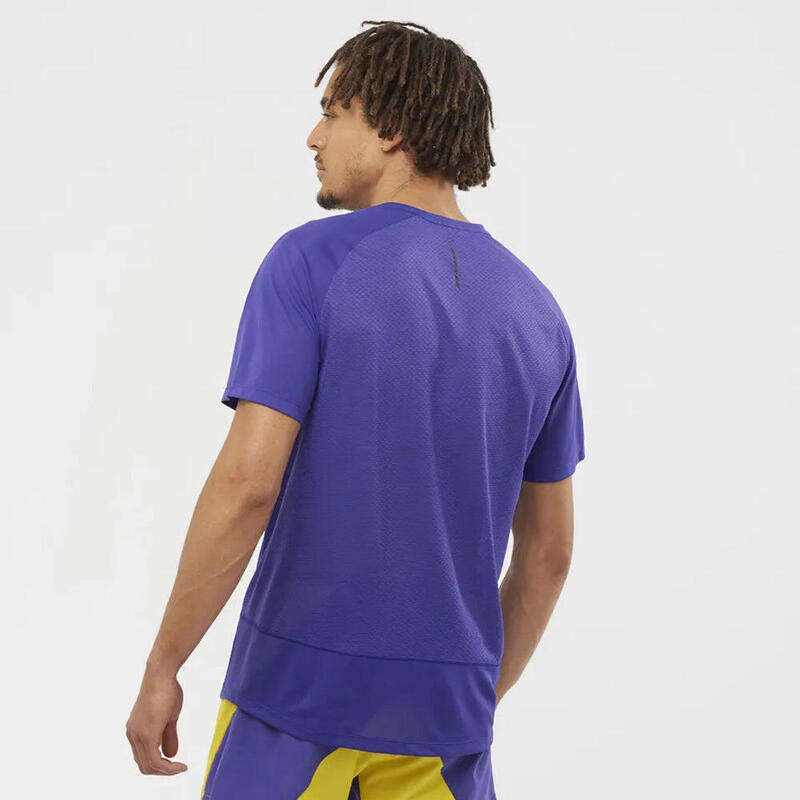 Cross Rebel Men Stretchy Trail Running Short Sleeves Tee - Purple