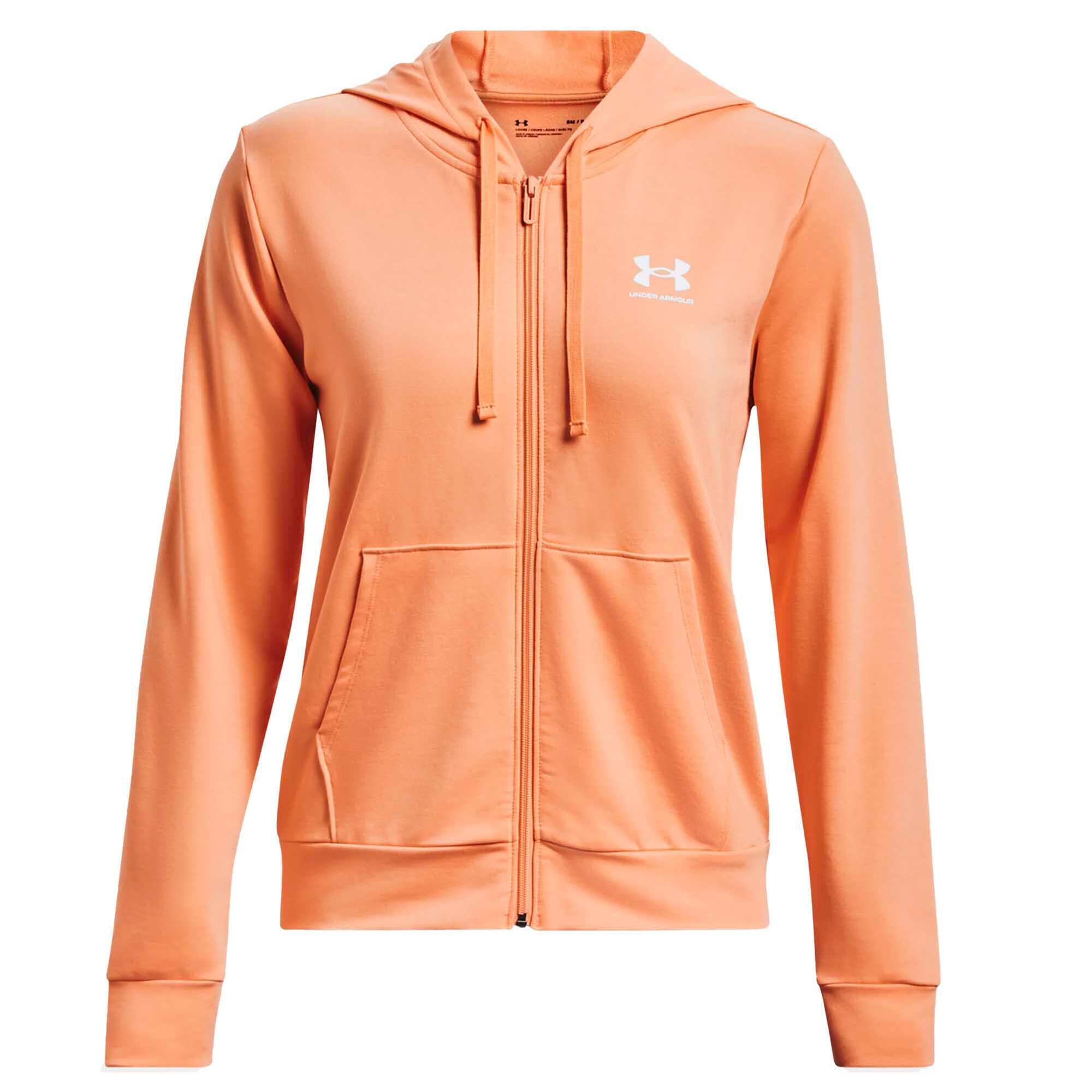 Under Armour - Under Armour Rival Terry Sweat À Capuche Zippé Femme - Coupe Vent - Blanc|orange - 38 S - Decathlon