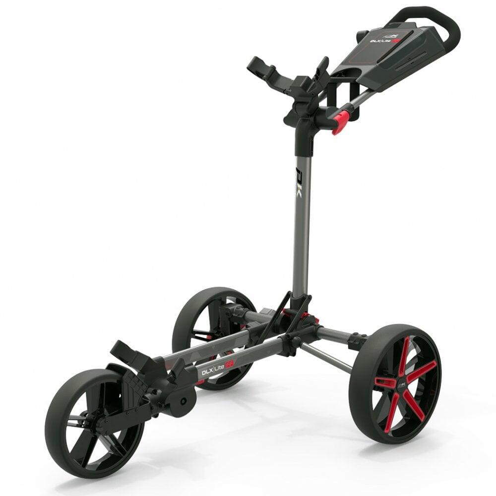 Powakaddy 2023 DLX-Lite FF Push Cart - Gun Metal/Red 1/4