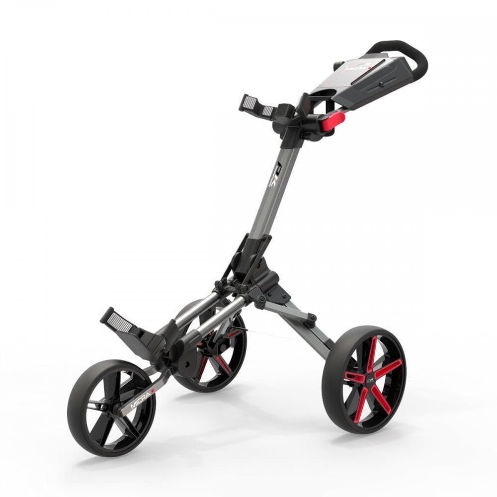 POWAKADDY Powakaddy 2023 MICRA Push Cart Gun Metal with Red Trim