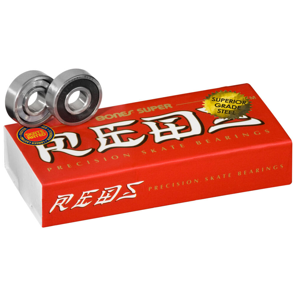 BONES SUPER REDS BEARINGS - FOR ROLLER AND IN-LINE SKATES - 8mm - 16 PACK 1/3