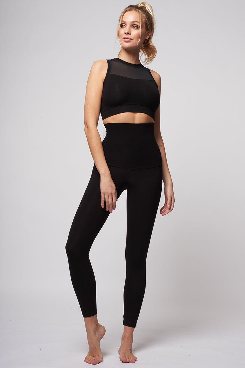 Extra Strong Compression Leggings with High Waisted Tummy Control Long Leg Black 5/7