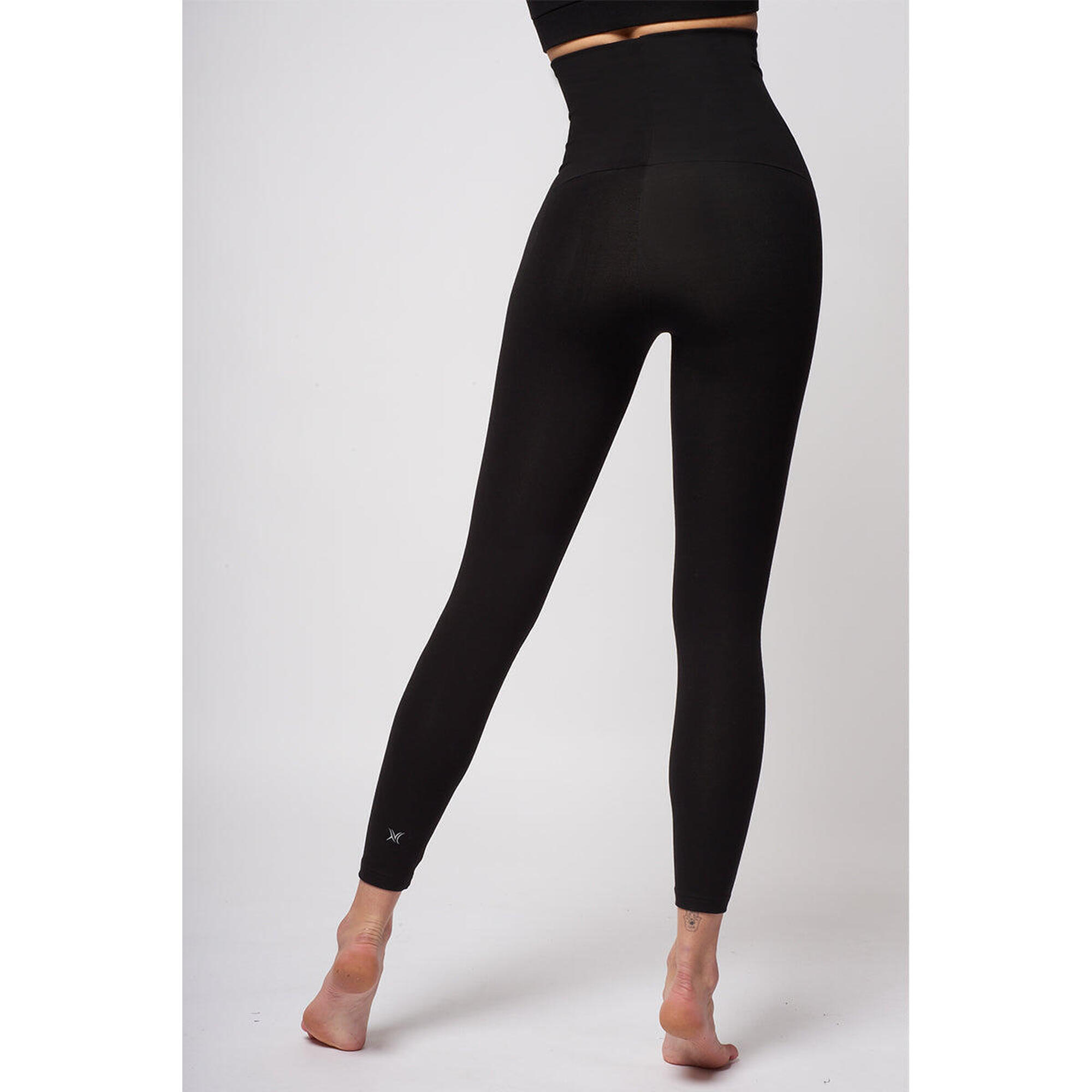 Extra Strong Compression Leggings with High Waisted Tummy Control Long Leg Black 2/7