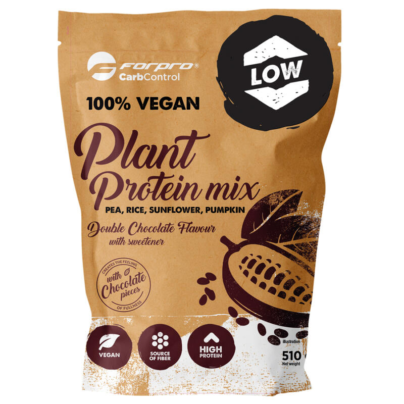 FORPRO 100% Vegán Növényi Protein mix 510g Dupla csokoládé