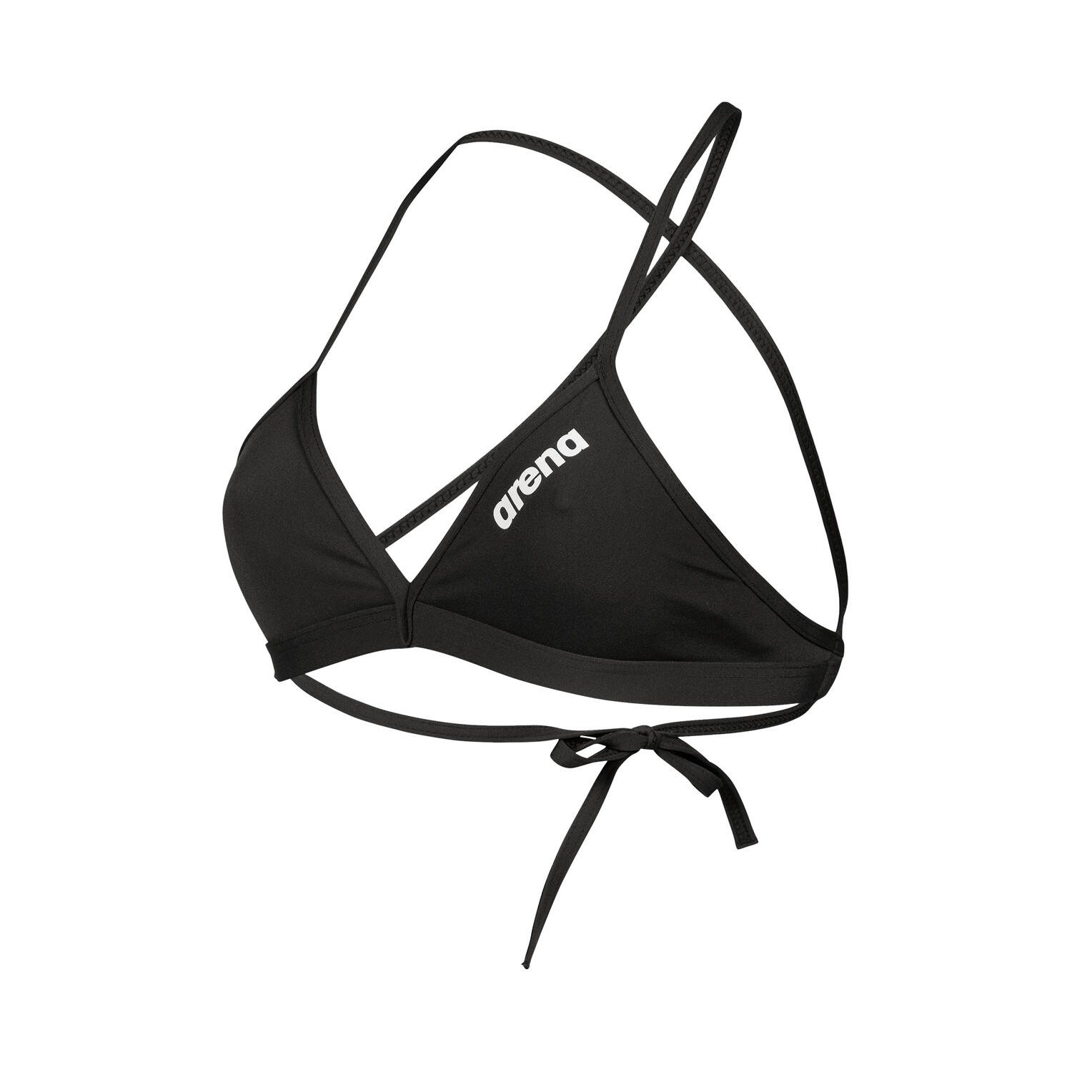 Arena - Top De Natation Femme - Team Swim Top Tie Back Solid - Brassière De Bain - Blanc|noir - 34 - Decathlon
