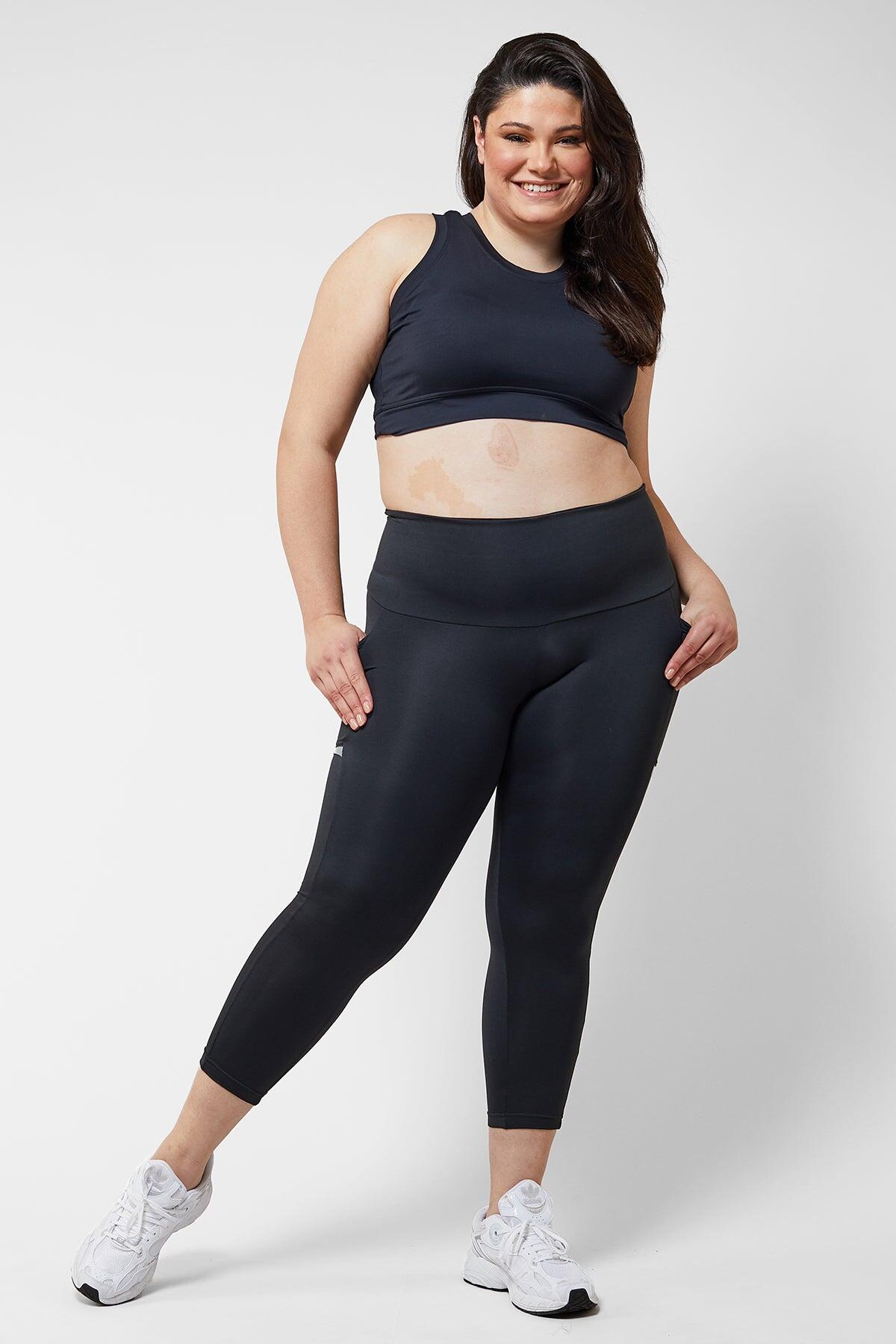 Reflective Side Pocket Leggings with Thermal Brushed Fabric Black 3/7