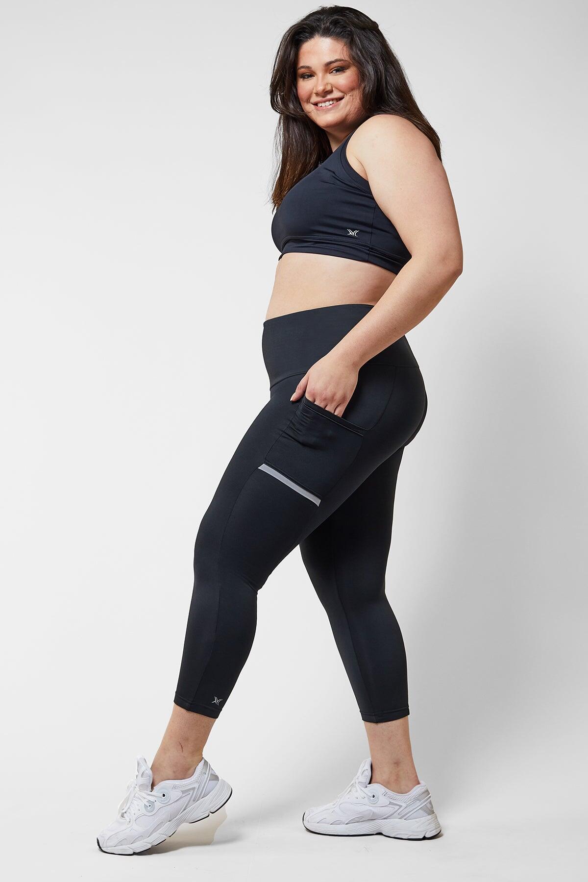 Reflective Side Pocket Leggings with Thermal Brushed Fabric Black 4/7