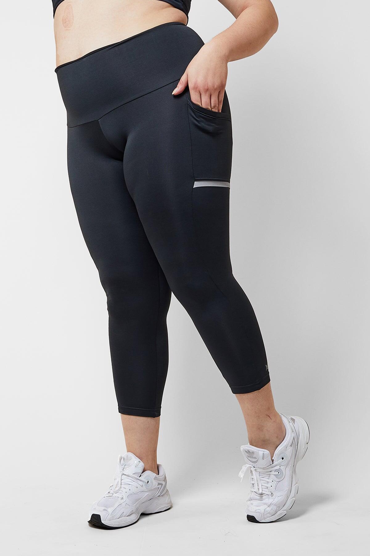 Reflective Side Pocket Leggings with Thermal Brushed Fabric Black 7/7