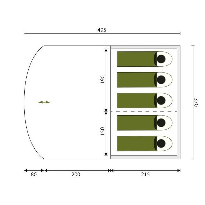 Namiot kempingowy tunelowy Egersund 5 Sleeper Protect, 5-osobowy, 1-2 sypialnie
