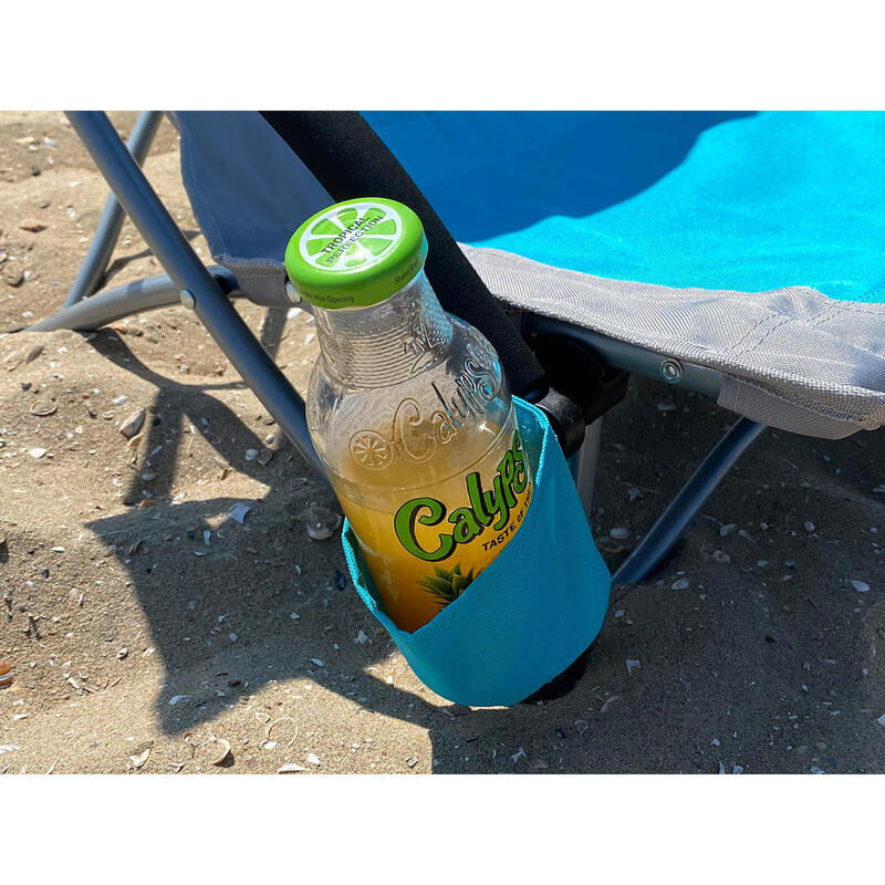 Silla Plegable de Playa B con Respaldo Alto de Malla y Soporte para Bebidas