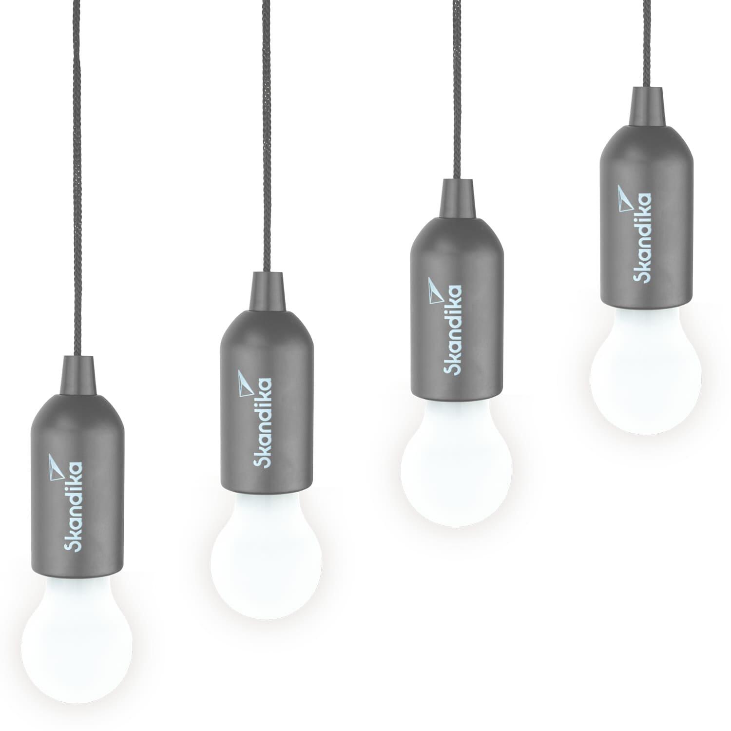 Skandika - Lampe De Camping Narvik | Set De 4 Lampes Led, Pull Light, À Piles - Lampe - Gris - Taille Unique - Decathlon