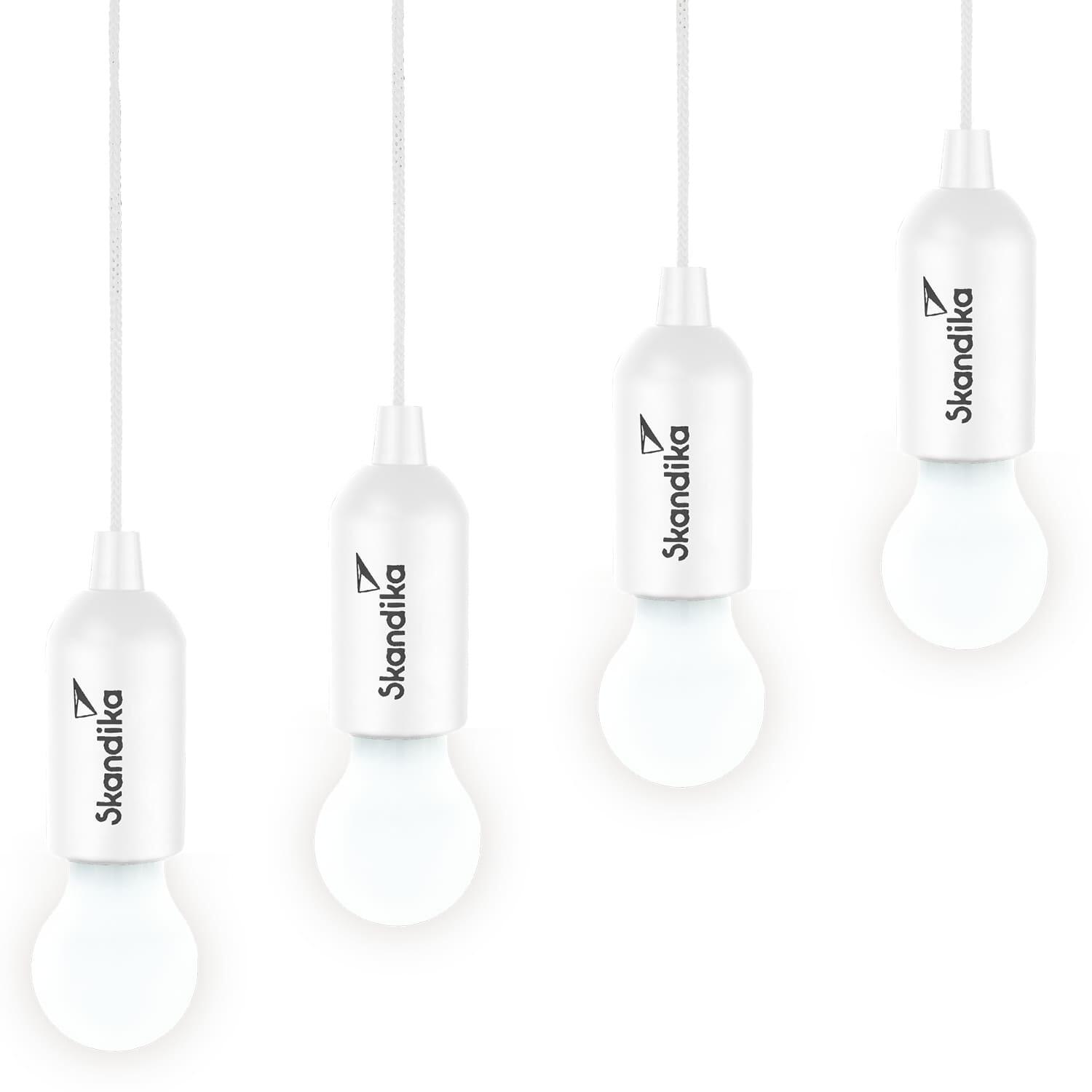 Skandika - Lampe De Camping Narvik | Set De 4 Lampes Led, Pull Light, À Piles - Lampe - Blanc - Taille Unique - Decathlon