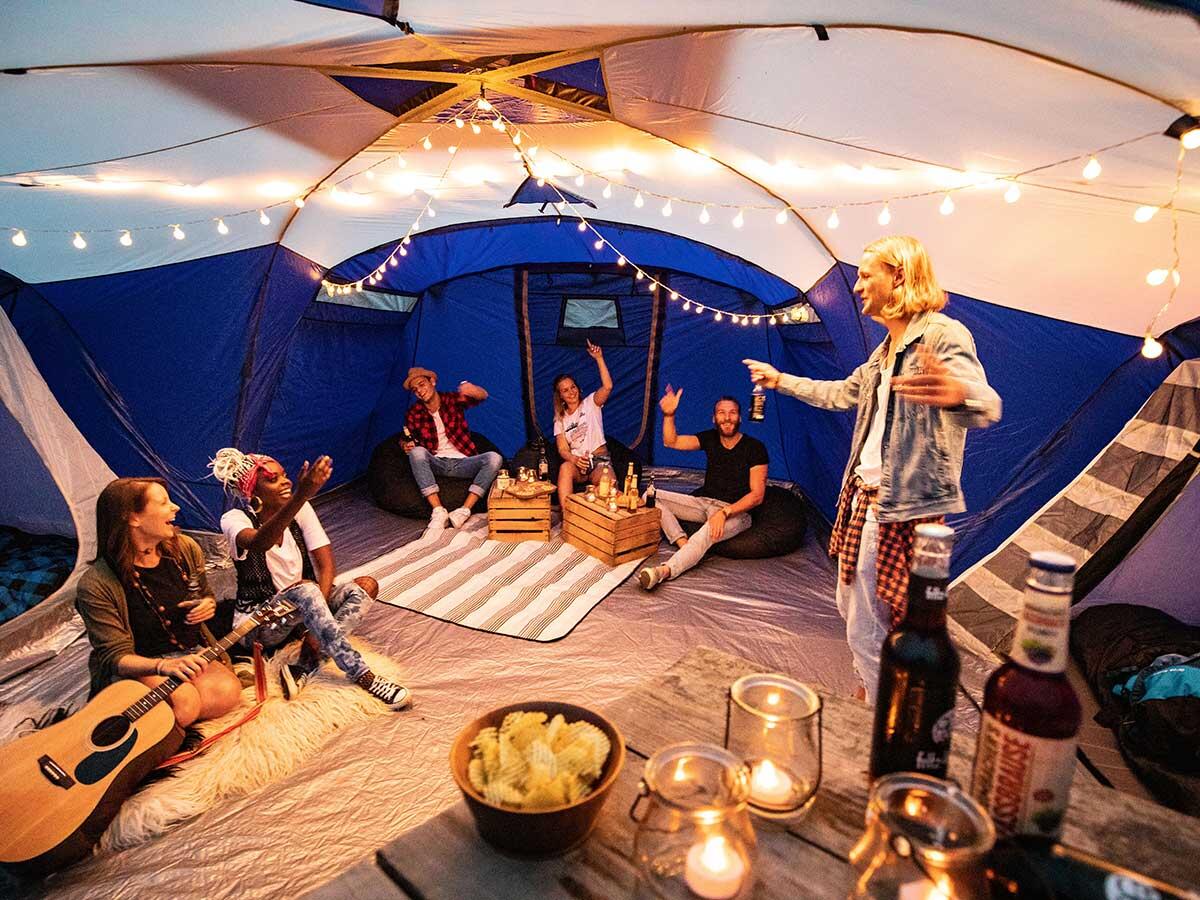 Koepeltent Nimbus 12 Sleeper Protect - Tent 12 personen - 3 zwarte slaapcabines 4/7