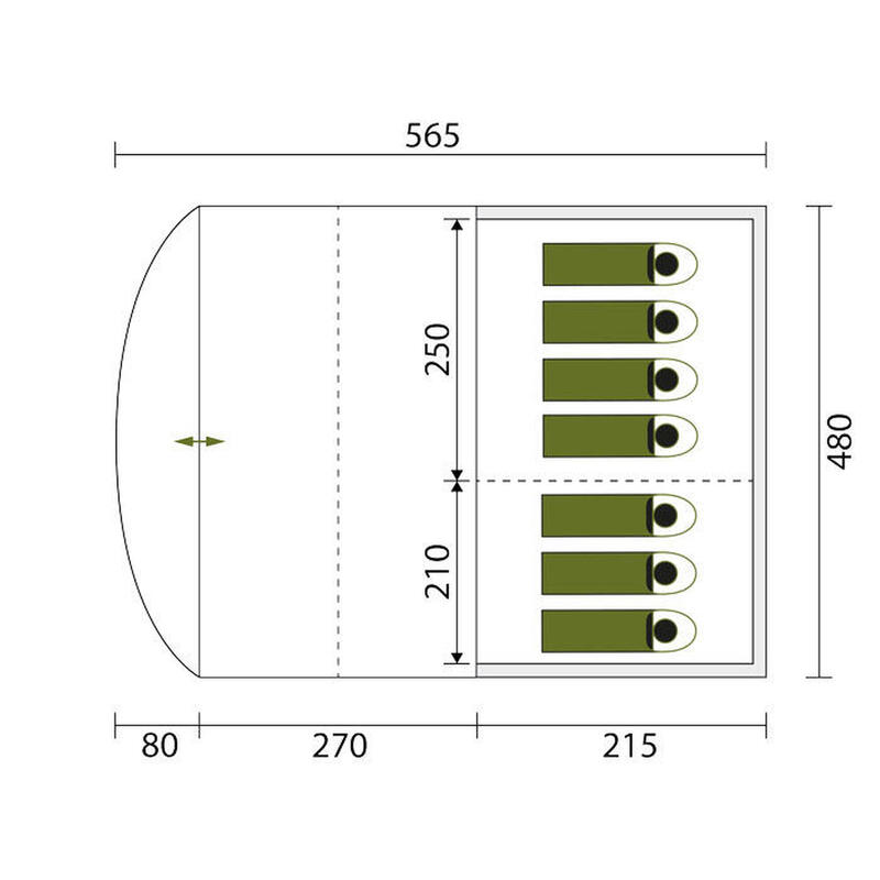 Egersund 7 Plus Sleeper - Tenda da campeggio tunnel - 7 persone - impermeabile
