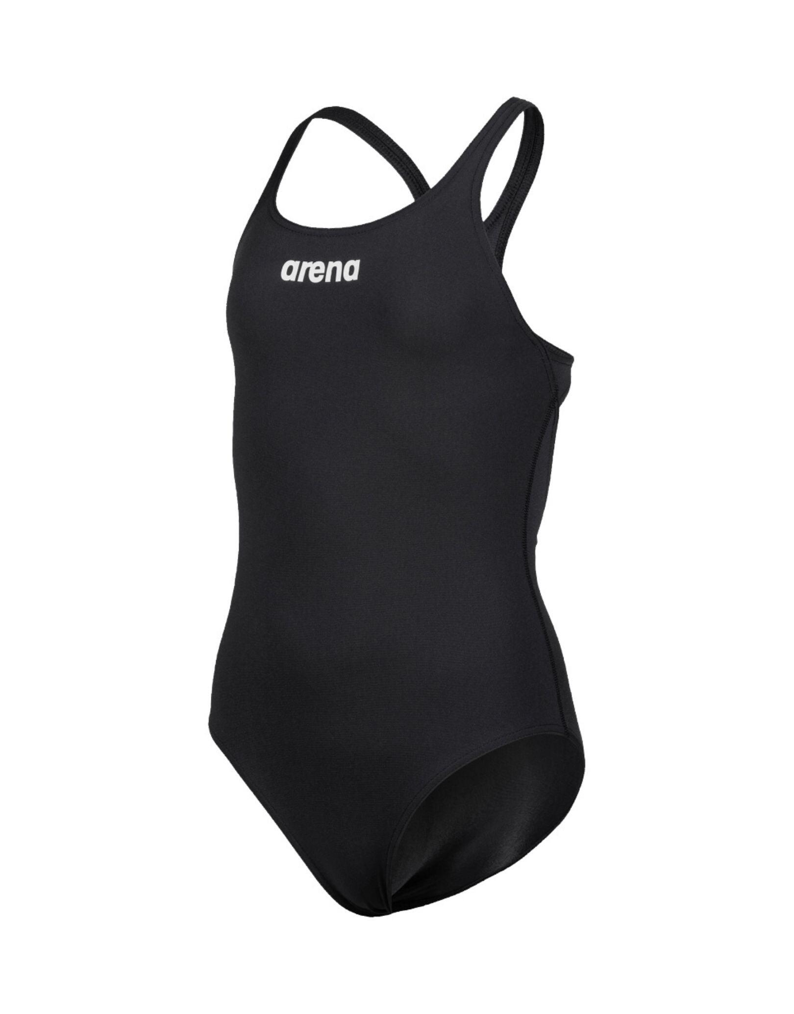 Arena Girls Team Swim Pro Solid Swimsuit - Black/White 4/5