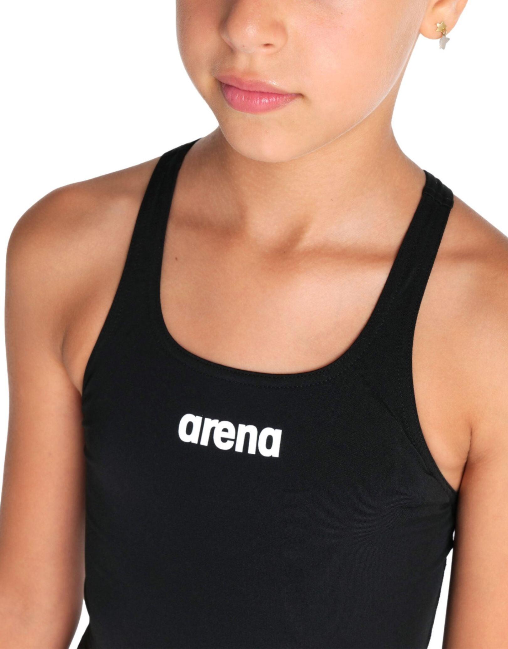 Arena Girls Team Swim Pro Solid Swimsuit - Black/White 3/5