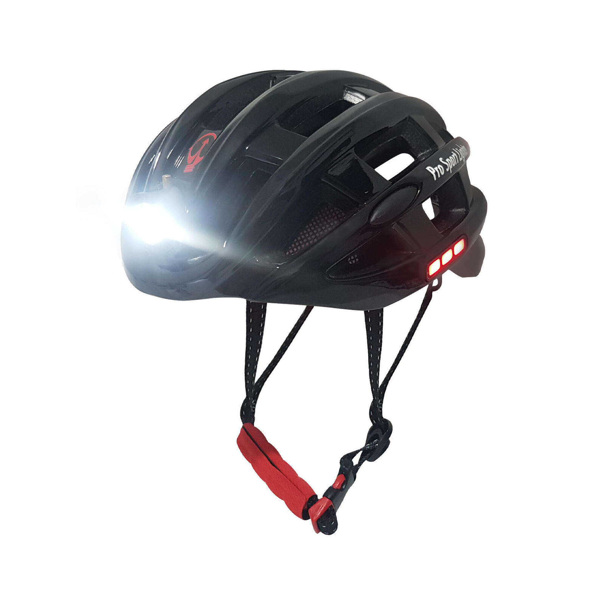 Pro Sport Lights - Casque De Cyclisme Avec Lumière Adultes - Femmes/messieurs - Avec Led Noir - Casque - Taille Unique - Decathlon