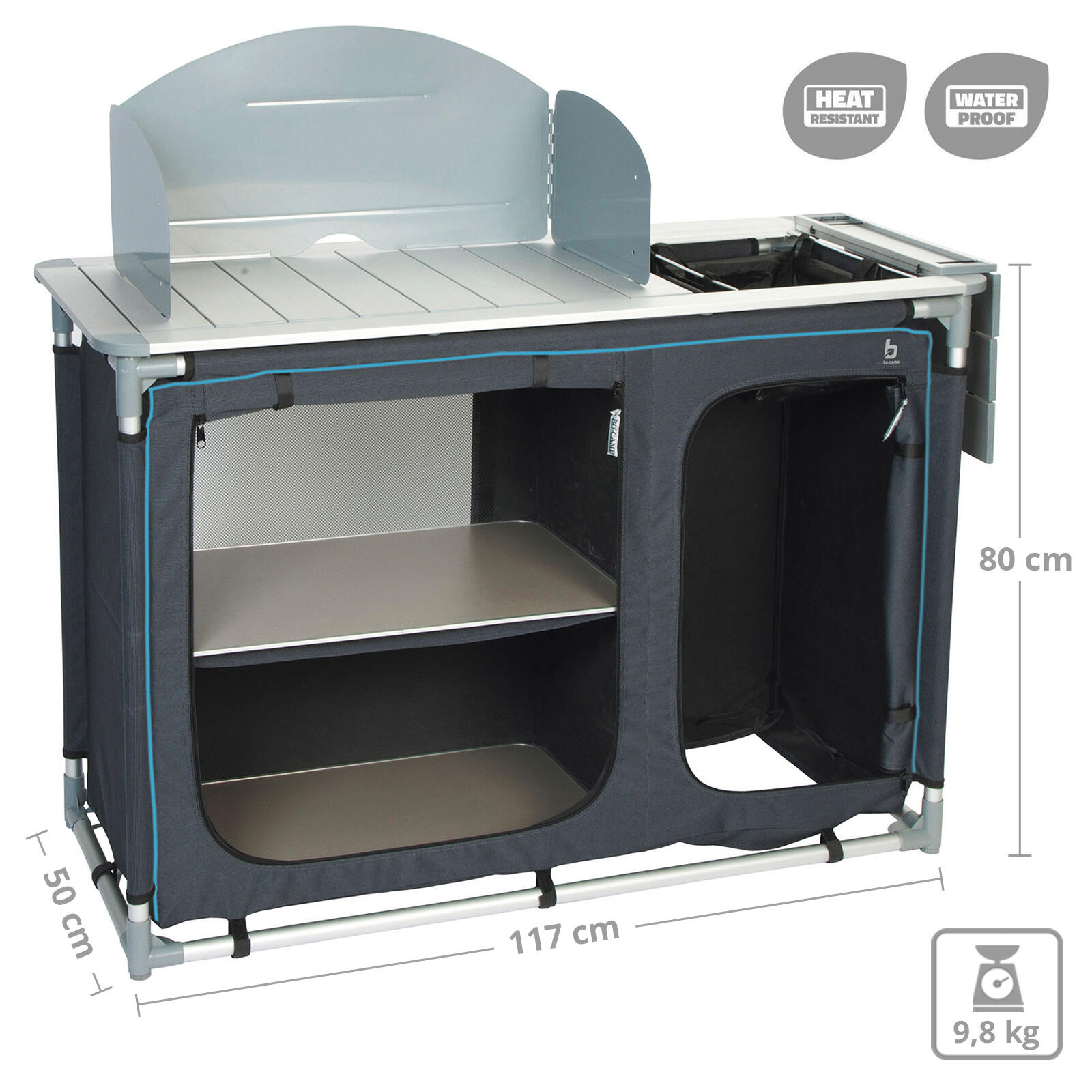 Armoire de camping Voyage Cuisine Box pliante Évier Alu 2/7