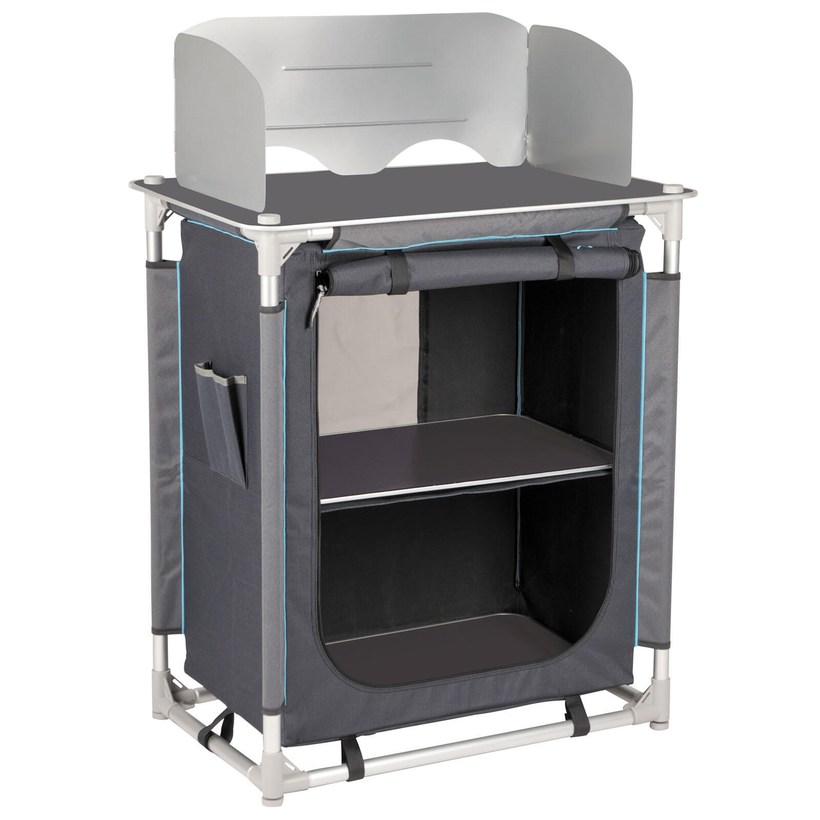 BO-CAMP Gabinetto da Campeggio Viaggio Cucina Box Pieghevole Tavolo Paravento Alluminio