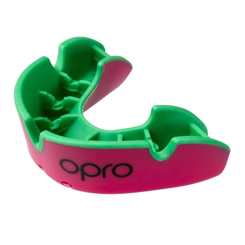 OPRO Zahnschutz Junior Silver - Pink/Fl. Green