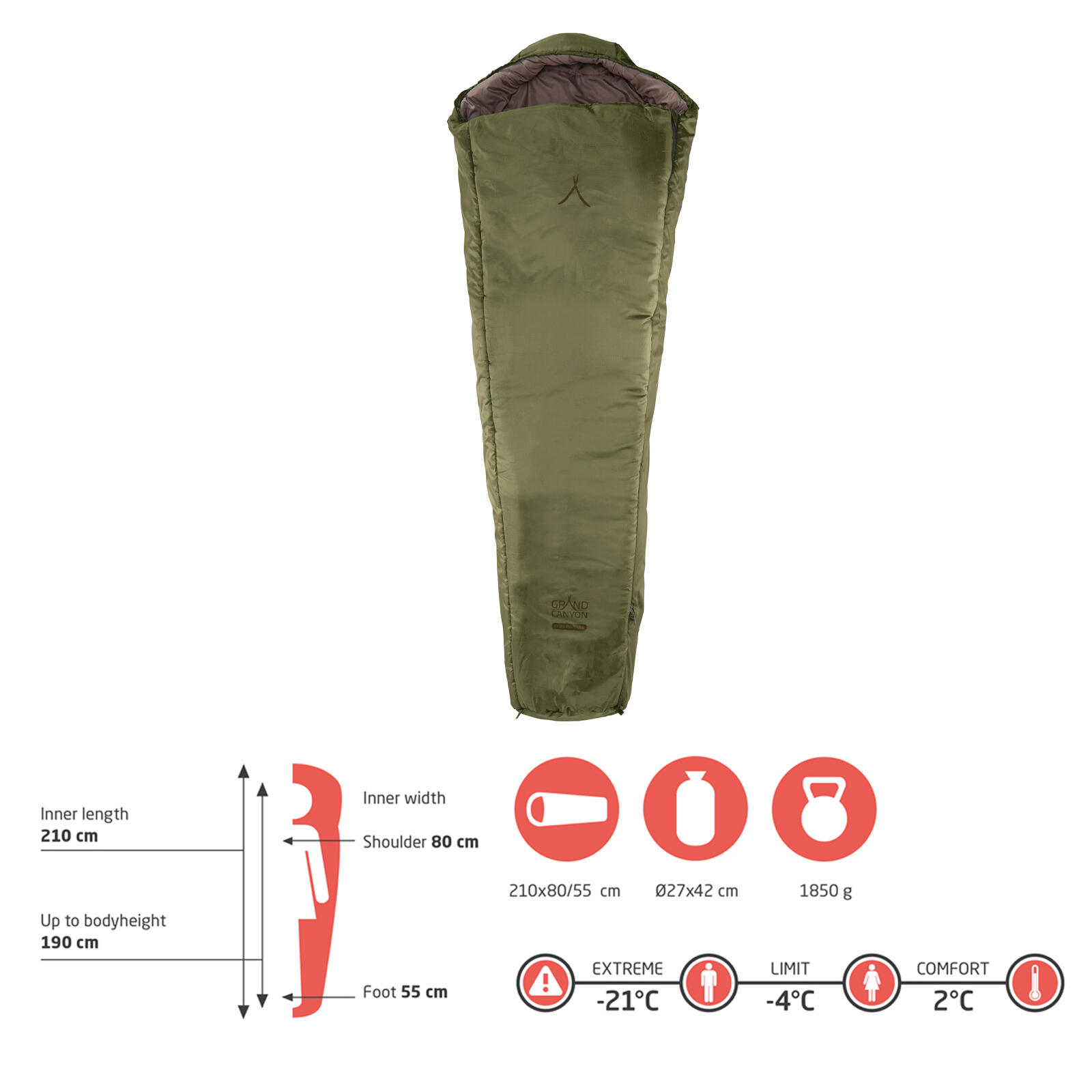 Sac de couchage momie hiver Fairbanks 190 Bivouac 3 saisons 2°C 2/7