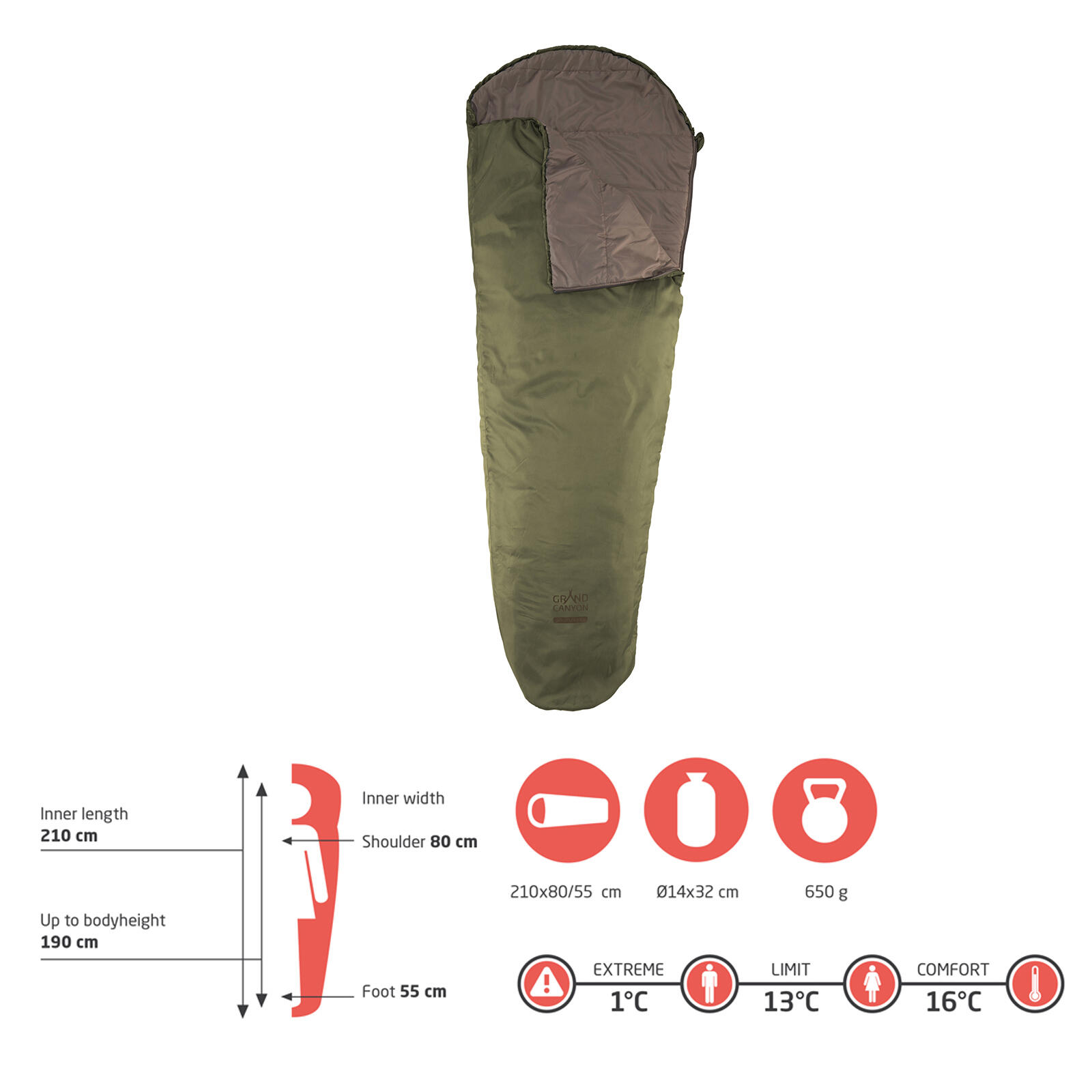 Mumien Schlafsack Whistler Trekking Sommer Hütten Lang 650g Leicht 2/7