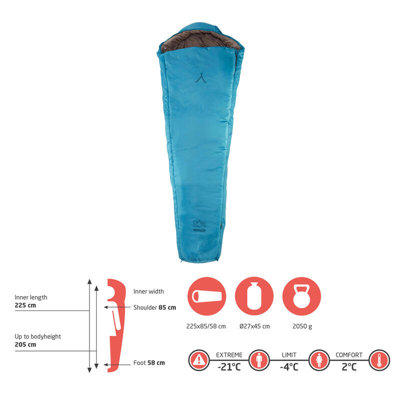 Sac de couchage momie hiver Fairbanks 205 3 saisons long 2°C
