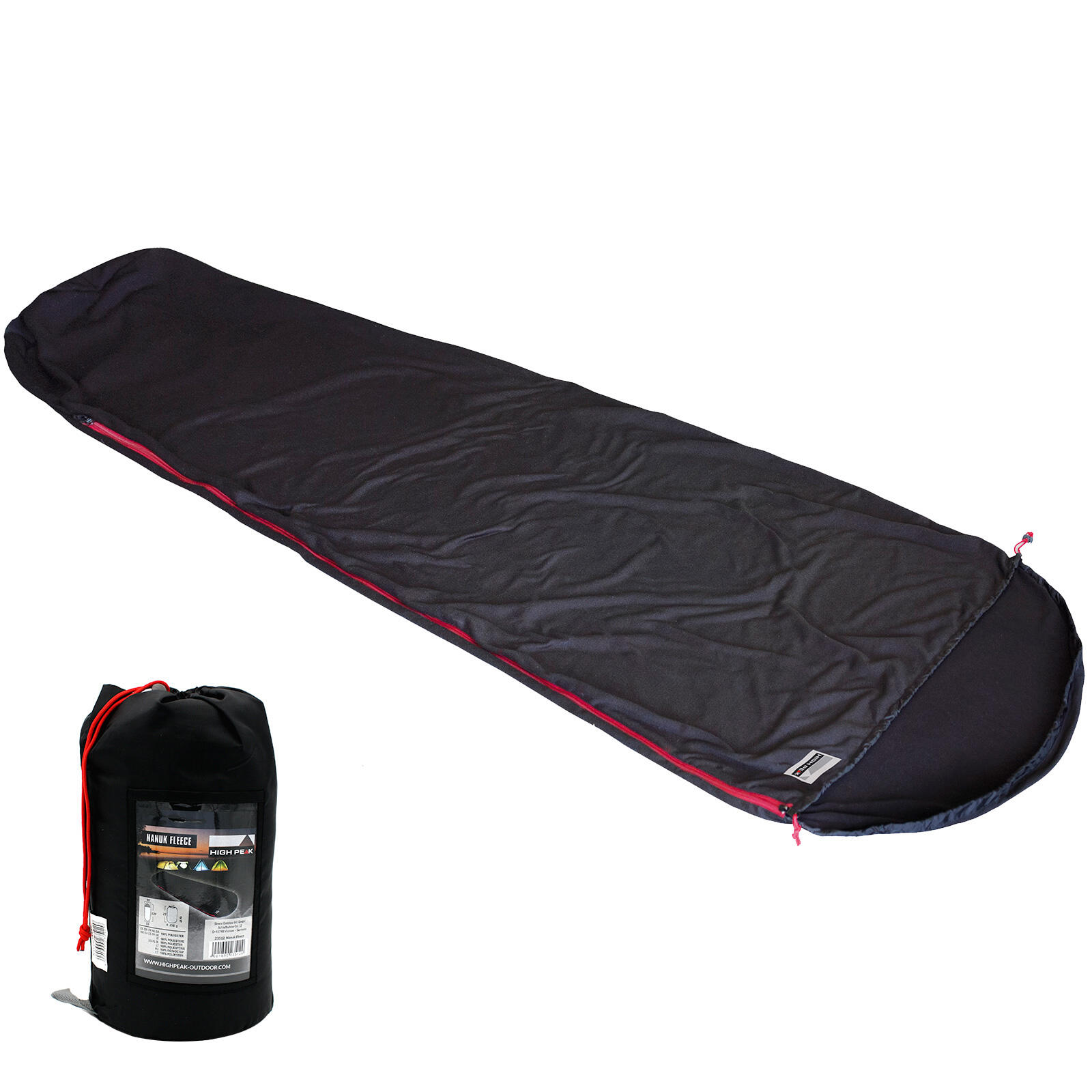 High Peak - Sac De Couchage Inlett Nanuk Mumie Fleece Huttes D'Été Camping - Drap De Sac De Couchage - Noir - Taille Unique - Decathlon