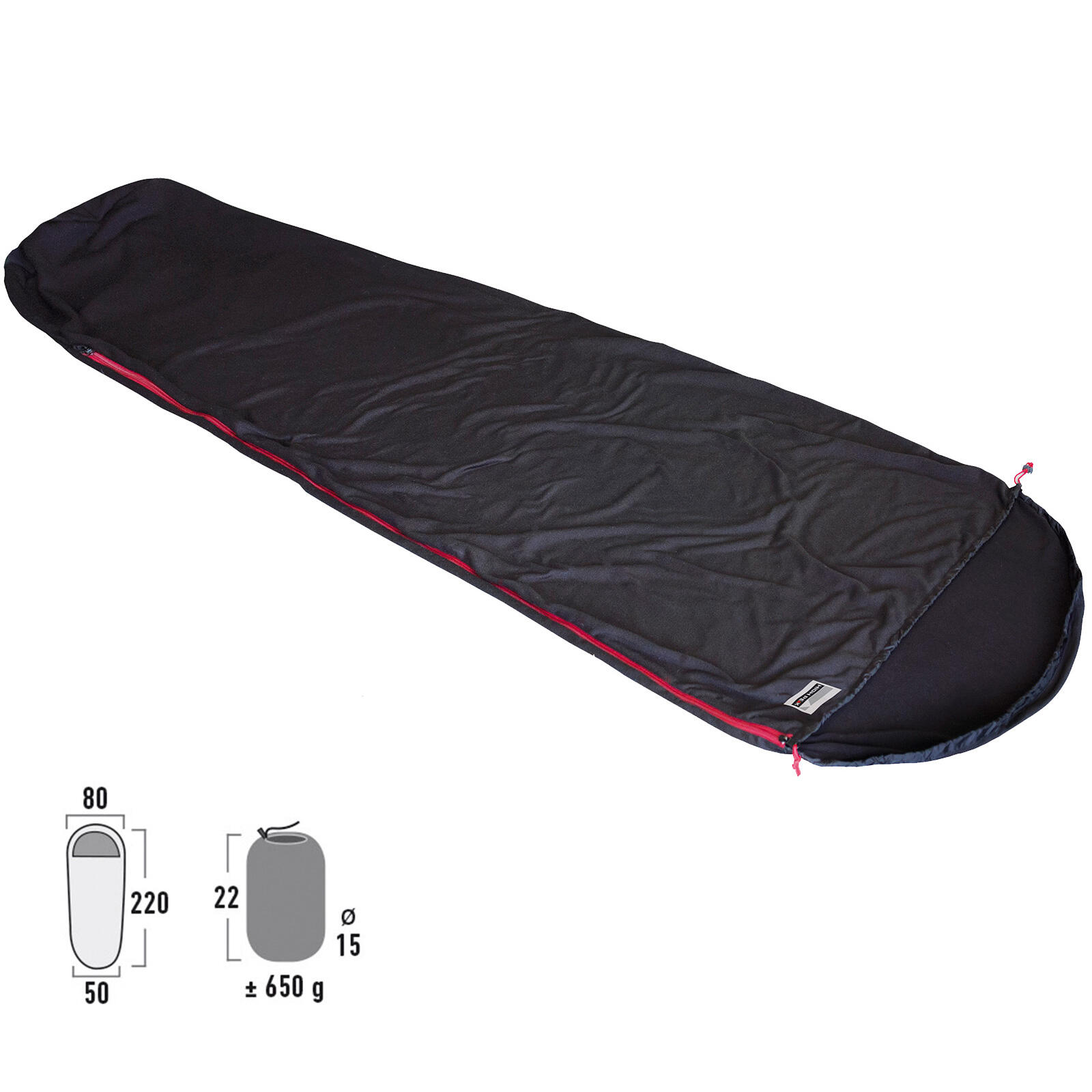 Slaapzak tijk Nanuk mummie fleece hut zomer camping 2/3