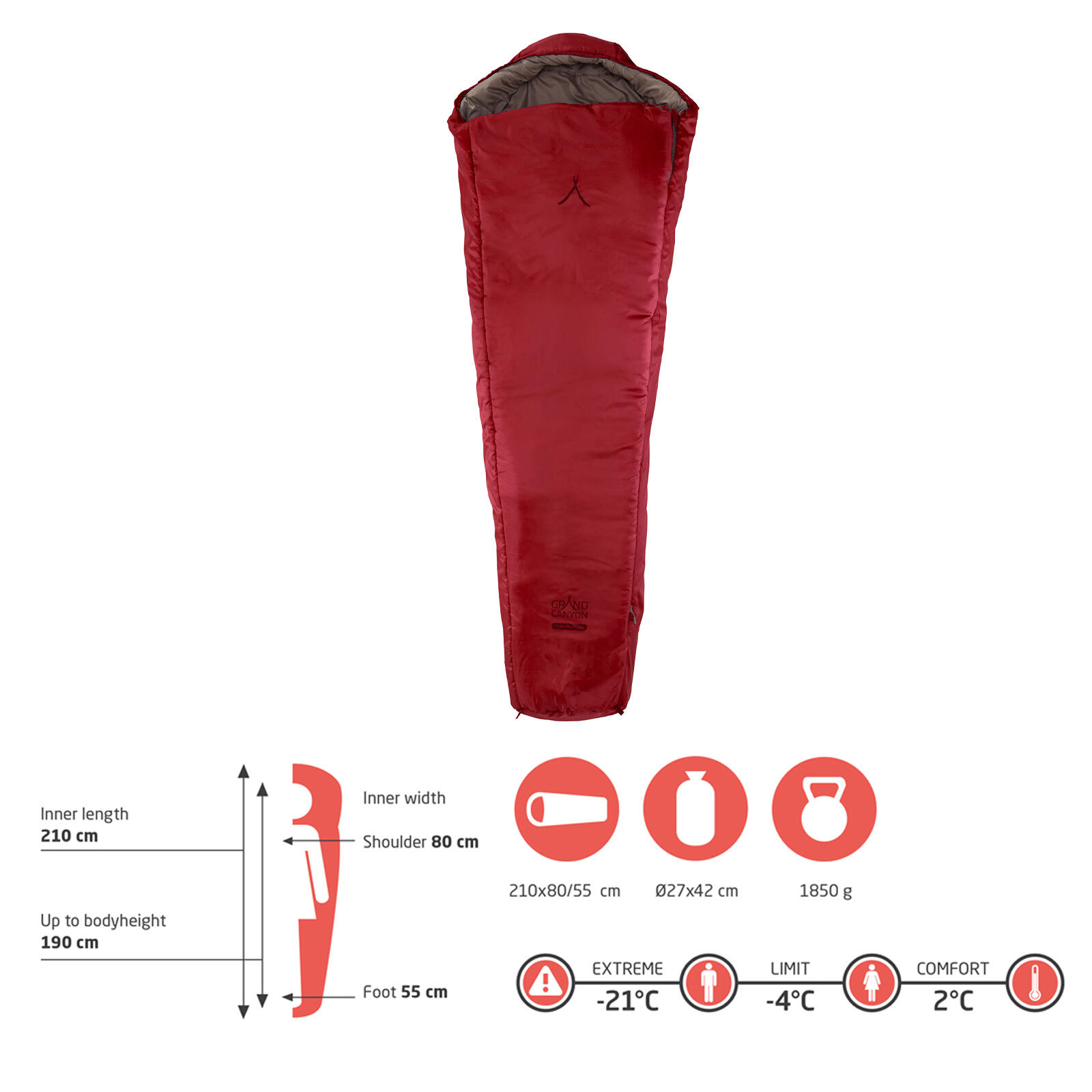 Sac de couchage momie hiver Fairbanks 190 Bivouac 3 saisons 2°C 2/7