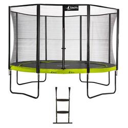 Trampoline de jardin 365 cm + filet de sécurité + échelle | PUNCHI Vert 360
