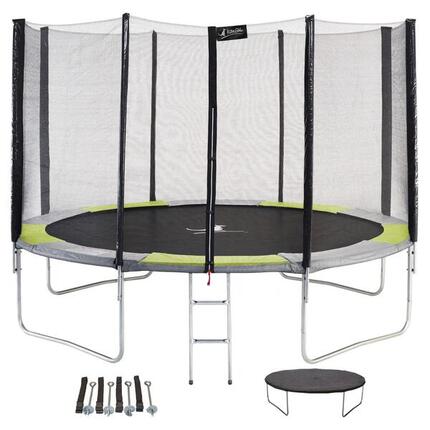 Trampoline rond Ø360cm avec filet, échelle, bâche et kit ancrage - RALLI 360
