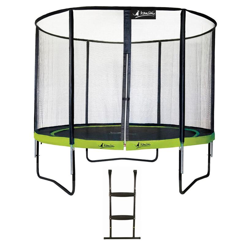 Trampoline de jardin rond 305 cm + filet de sécurité + échelle | PUNCHI Vert 30