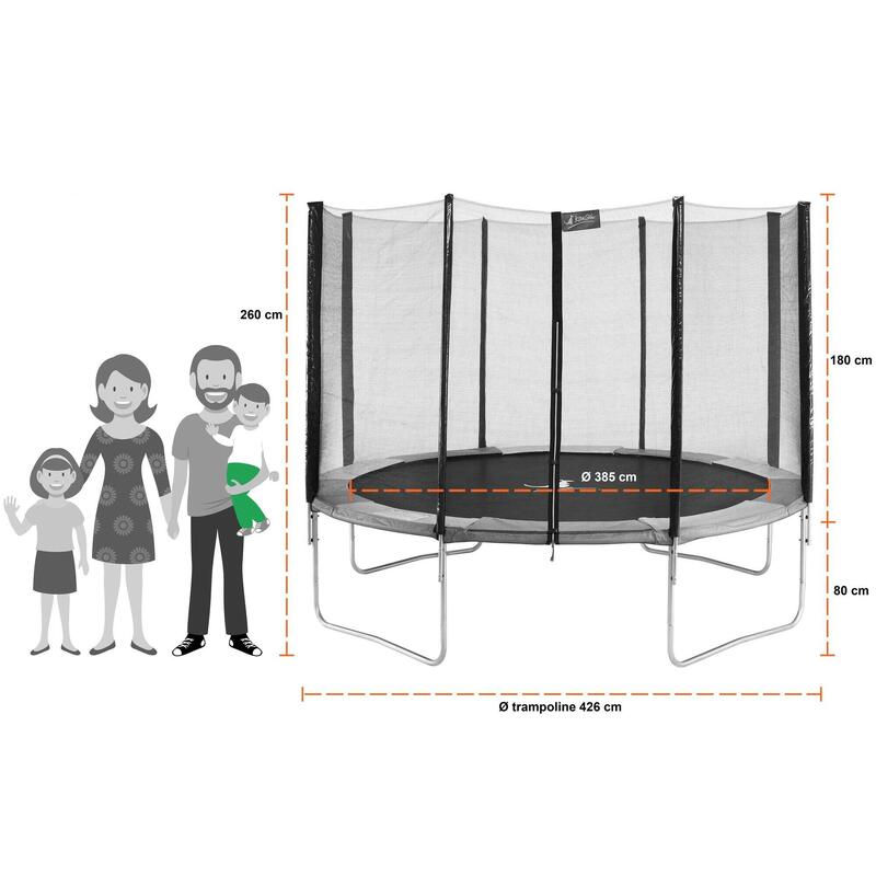 Trampoline rond Ø430cm avec filet, échelle, bâche et kit ancrage - RALLI 430