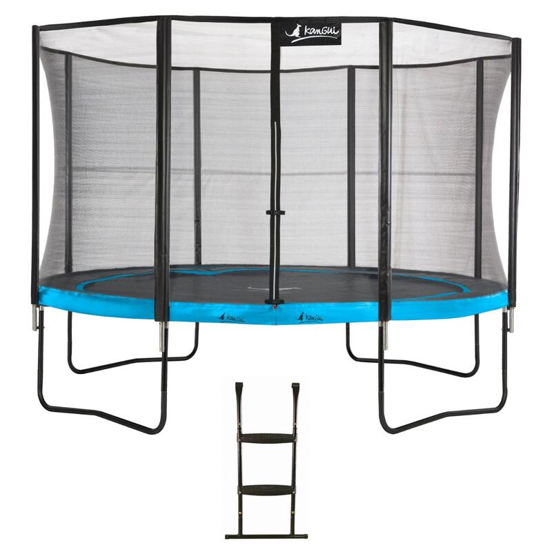 Trampoline de jardin 365 cm + filet de sécurité + échelle | PUNCHI Bleu 360