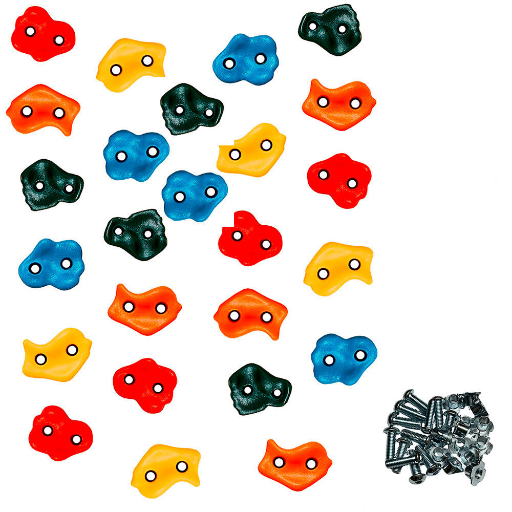 25 Pierres à grimper d'escalade pour structures de jeux - Fixations incluses 1/3