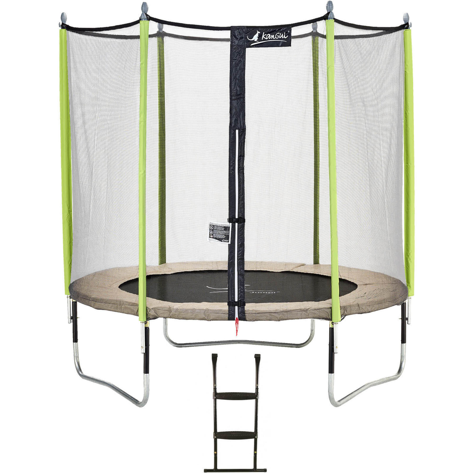 Kangui - Trampoline De Jardin 244 Cm + Filet De Sécurité + Échelle Jumpi Taupe/vert 250 - Trampoline - Beige - 245cm - Decathlon