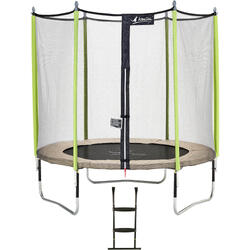 Trampoline de jardin 244 cm + filet de sécurité + échelle JUMPI Taupe/Vert 250