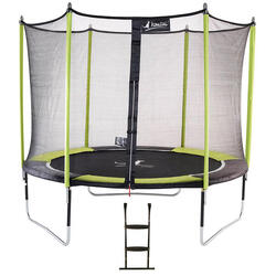 Trampoline de jardin 305 cm + filet de sécurité + échelle JUMPI Vert/Noir 300