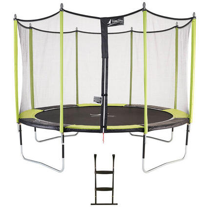 Trampoline de jardin 365 cm + filet de sécurité + échelle JUMPI Vert/Noir 360