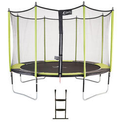 Trampoline de jardin 365 cm + filet de sécurité + échelle JUMPI Vert/Noir 360