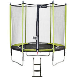 Trampoline de jardin 244 cm + filet de sécurité + échelle JUMPI Vert/Noir 250