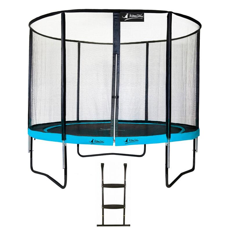 Trampoline de jardin rond 305 cm + filet de sécurité + échelle | PUNCHI Bleu 30