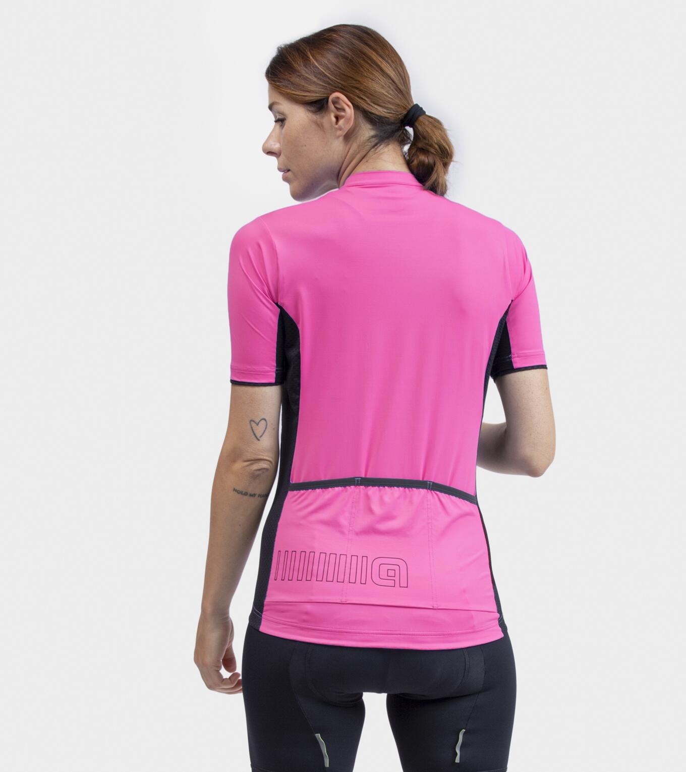 Camisola feminina manga curta Alé Color Block rosa 4/7