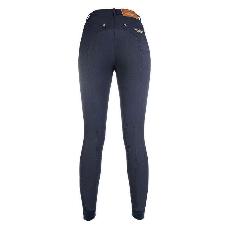 Damen Reithose LG Basic Silikon-Kniebesatz dunkelblau