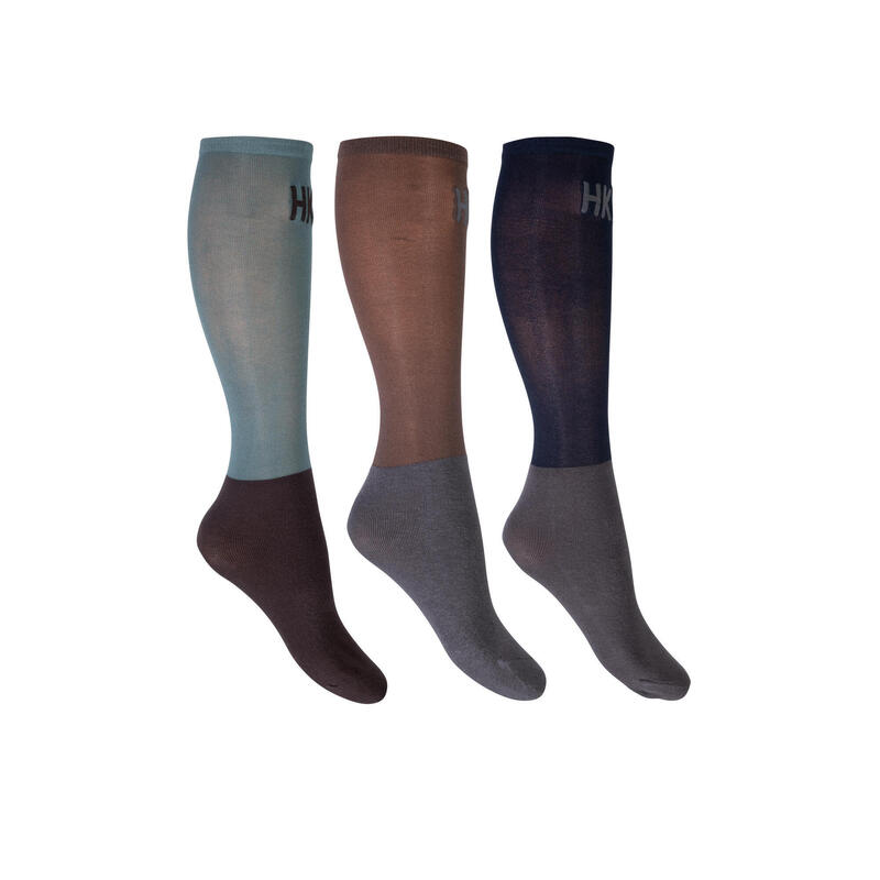 ReitReitsocken Microcotton Colour 3er Set dunkelbraun/grün