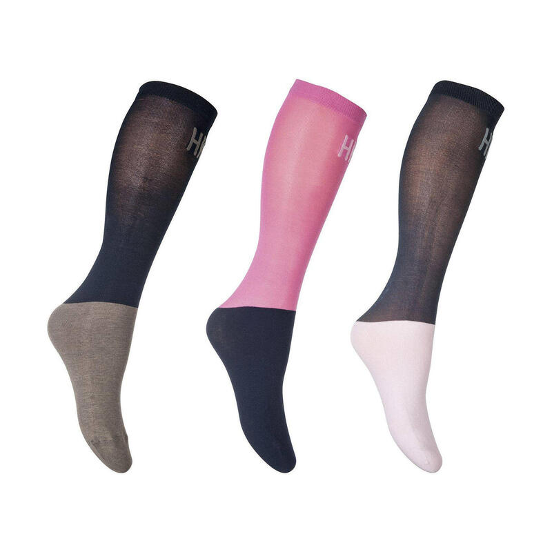 ReitReitsocken Microcotton Colour 3er Set pink/navy/grau