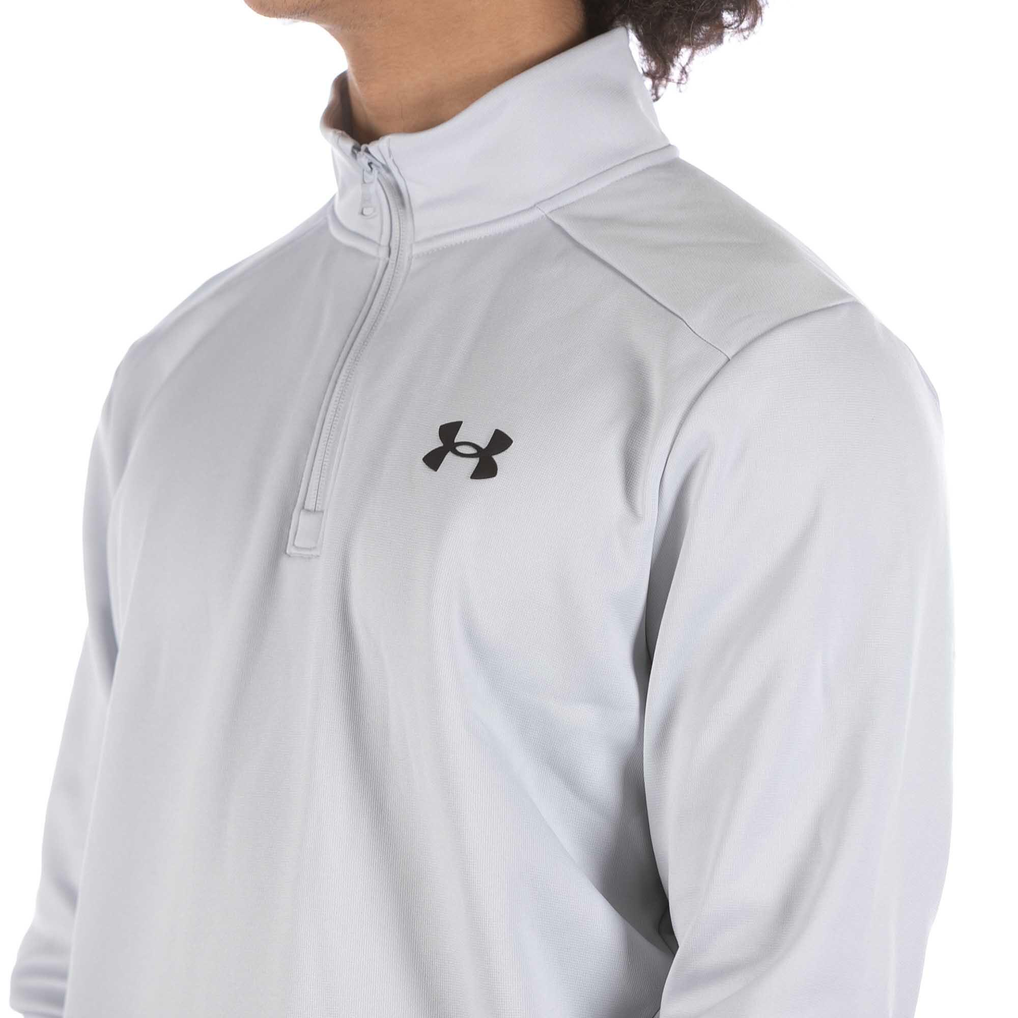 Felpa Uomo Under Armour in Pile con Zip 1/4 Grigio Chiaro 1373358 4/5