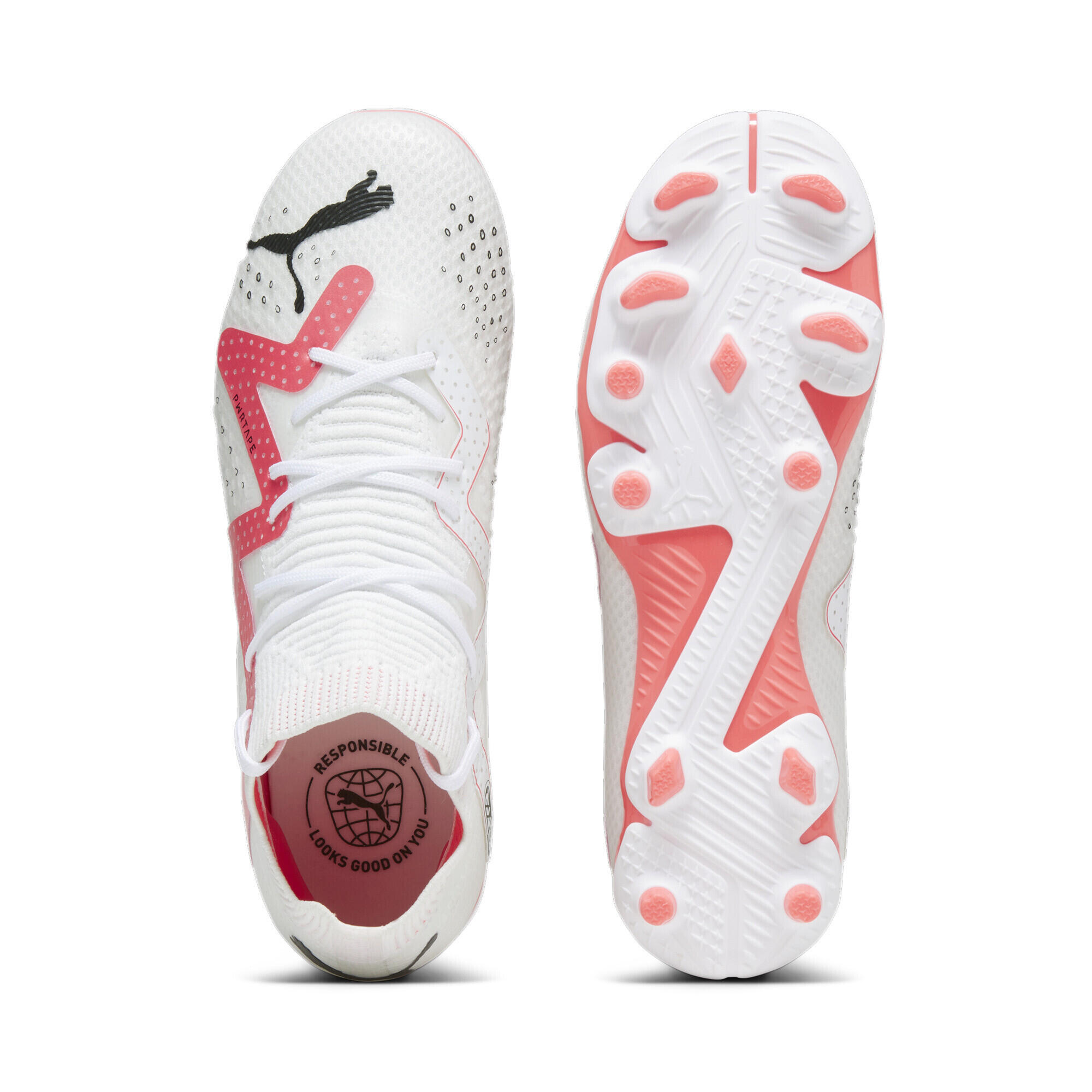 Scarpe da calcio FUTURE PRO FG/AG da ragazzi PUMA White Black Fire Orchid Red 4/6